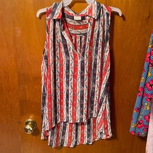 Canyon River Blues red white and blue sheer top